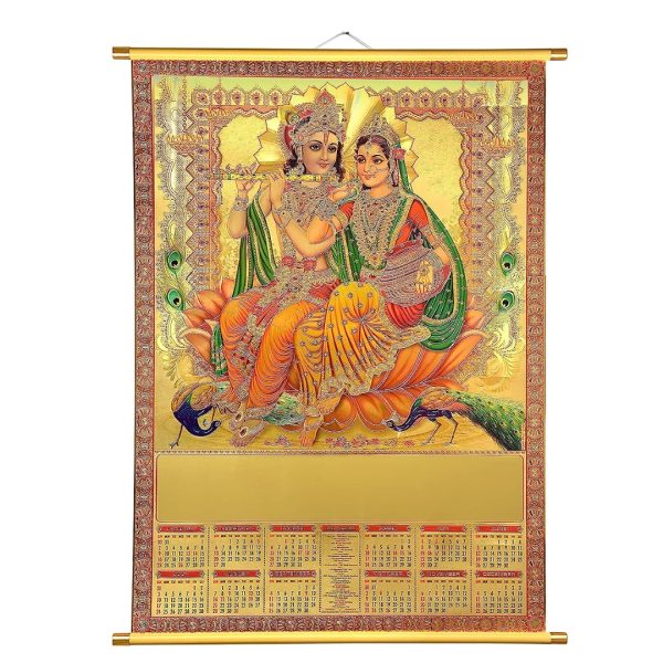 Radha Krishna Gold Foil Wall Calendar Wall Calendar Multicolour