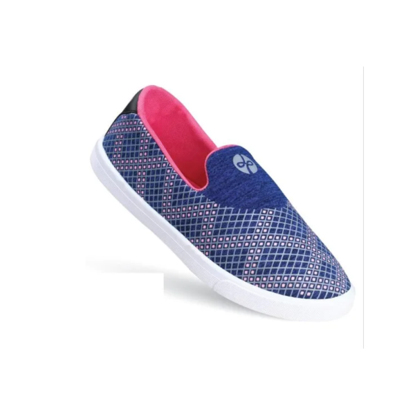 Navy Blue Ladies Printed Canvas Shoes (per pair)