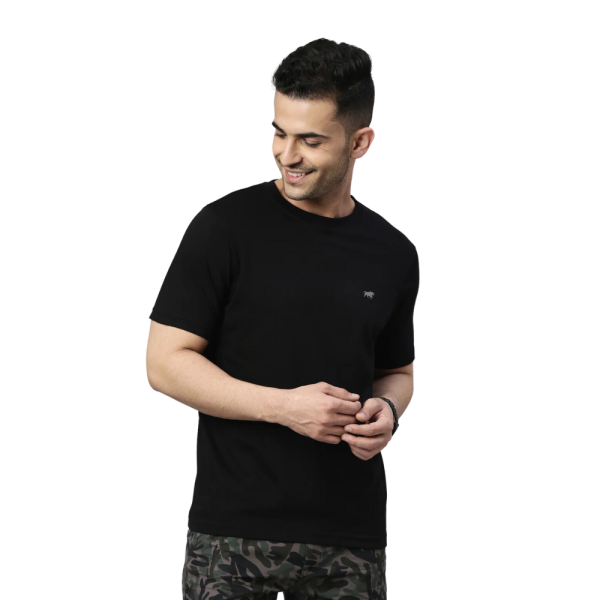 Black Solid Half Sleeves T-Shirt