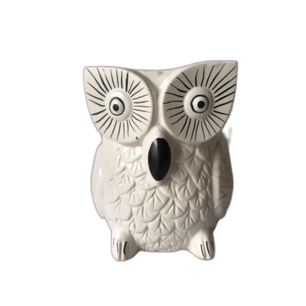 White Ceramic Owl Shape Flower Pot (per pc)