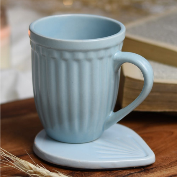 Vintage Look Retro Grooved Ceramic Mug