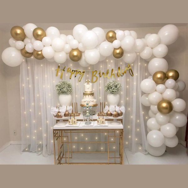 69 pcs white gold birthday decoration items