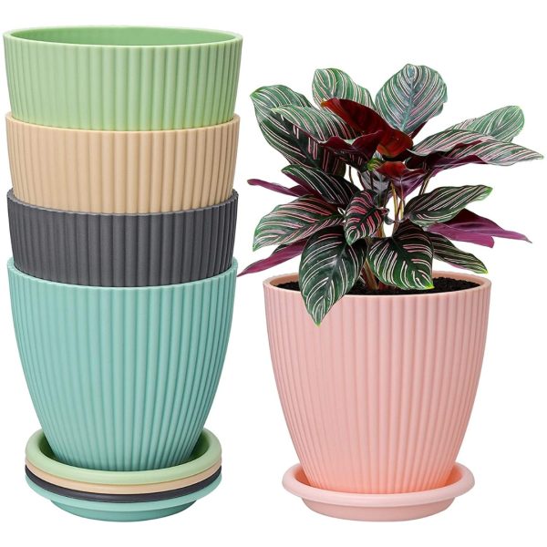 Plastic Round Flower Pots for Home Planters,