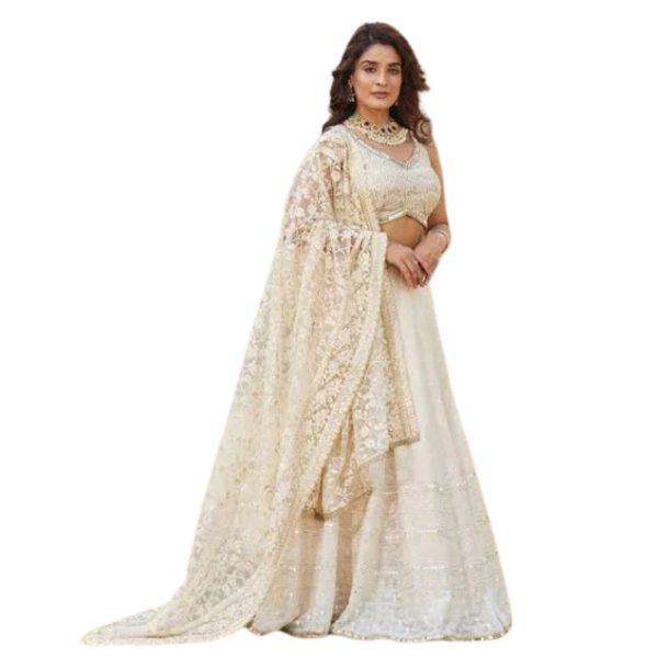 Georgette Chikankari Work Lehenga With Resham Jaal Dupatta