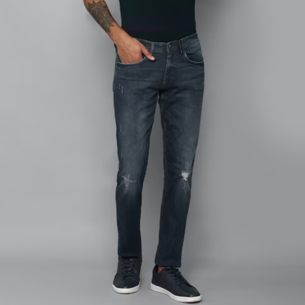 Men Navy Slim Fit Dark Wash Jeans