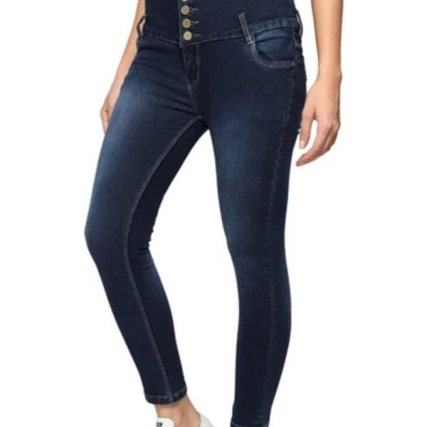 Navy Blue Ladies Faded Jeans