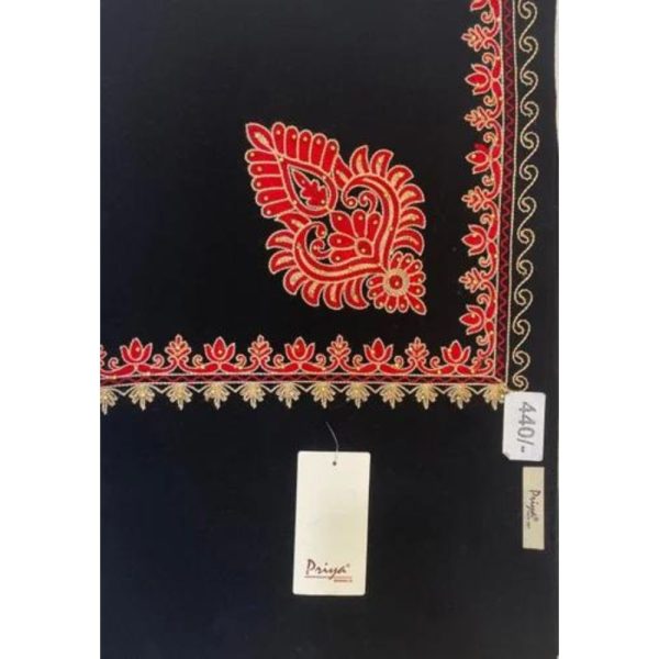 Black Wool Kashmir Embroidered Shawl