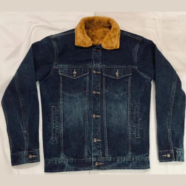 Full Sleeves Men Denim Fur Jacket