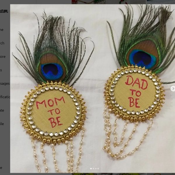 Handmade Unique Broach pin Mom to be/Dad to be with kundan