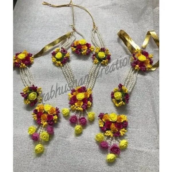 Haldi Flower Jewellery Set