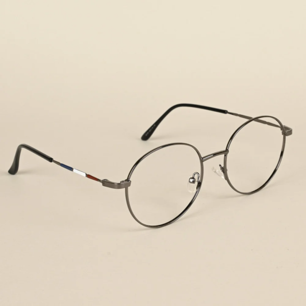 GoEye Silver Full Rim Round Eyeglasses