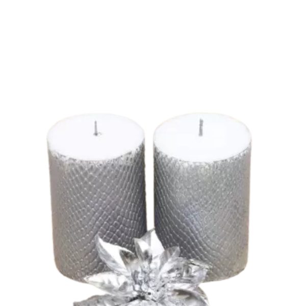 Silver Pillar Wax Decorative Candles