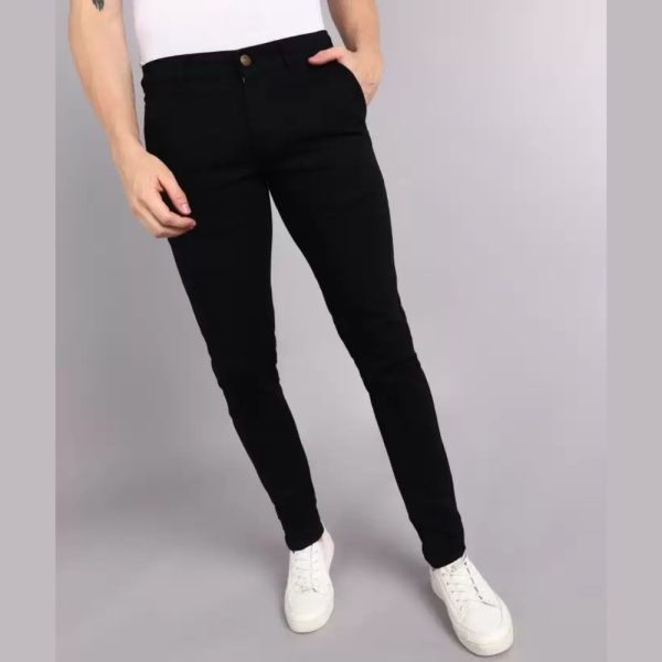 Men Slim Mid Rise Black Jeans