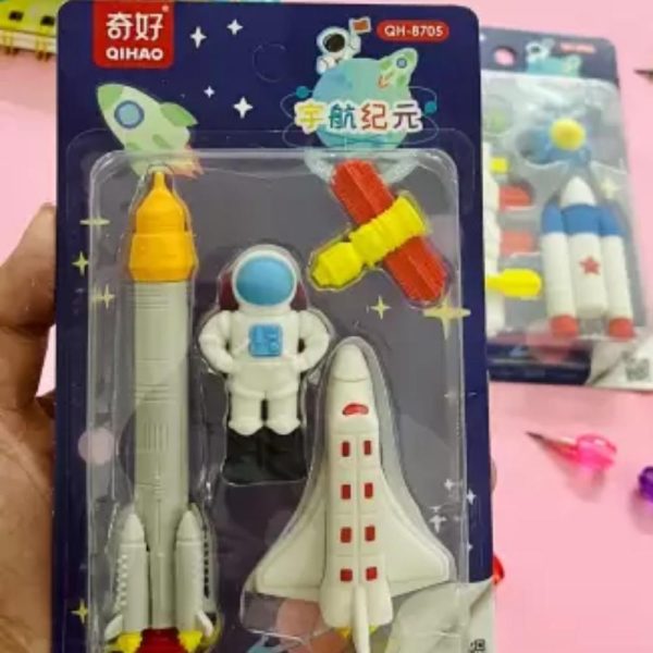 Le Delite Pencil Rubber Eraser Outer Space Shuttle Astronauts Alien Rocket Cute